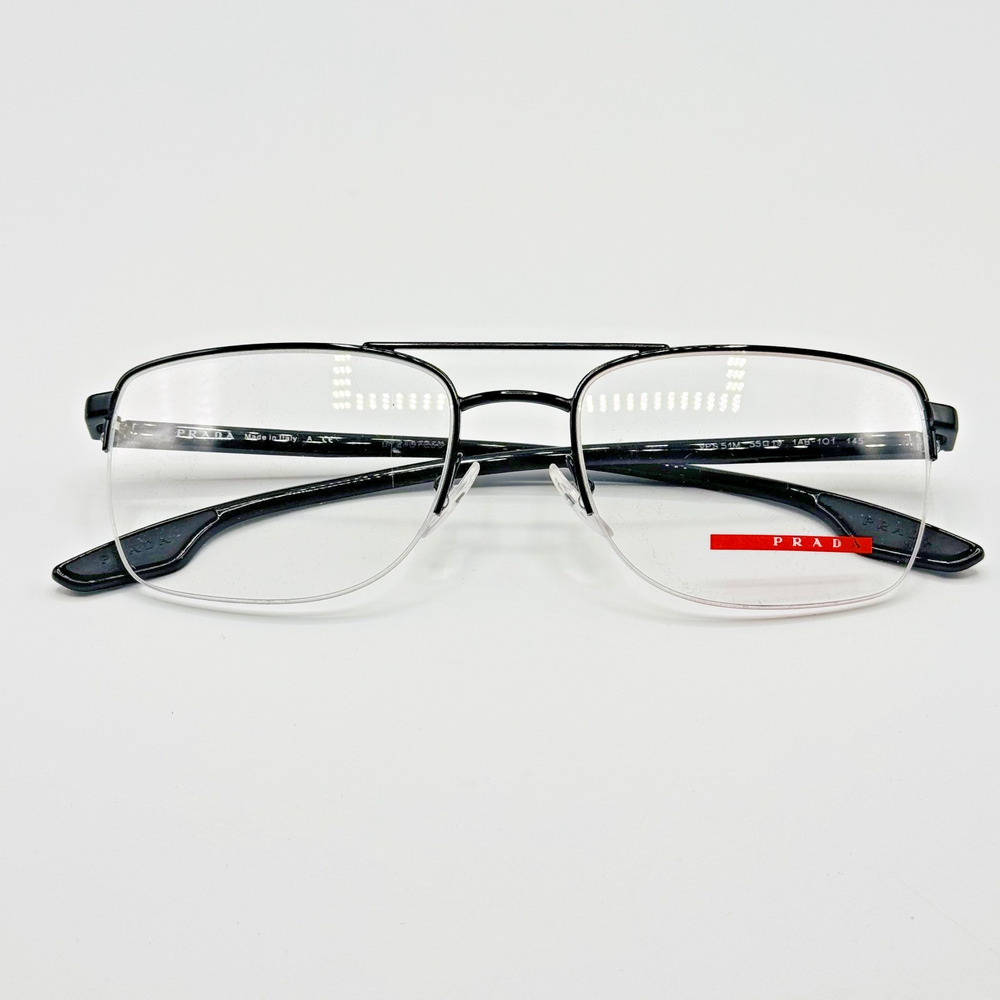 Prada Linea Rossa Eyeglass Frames PS 51MV 1AB1O1 Black Metal 55-19-145 New